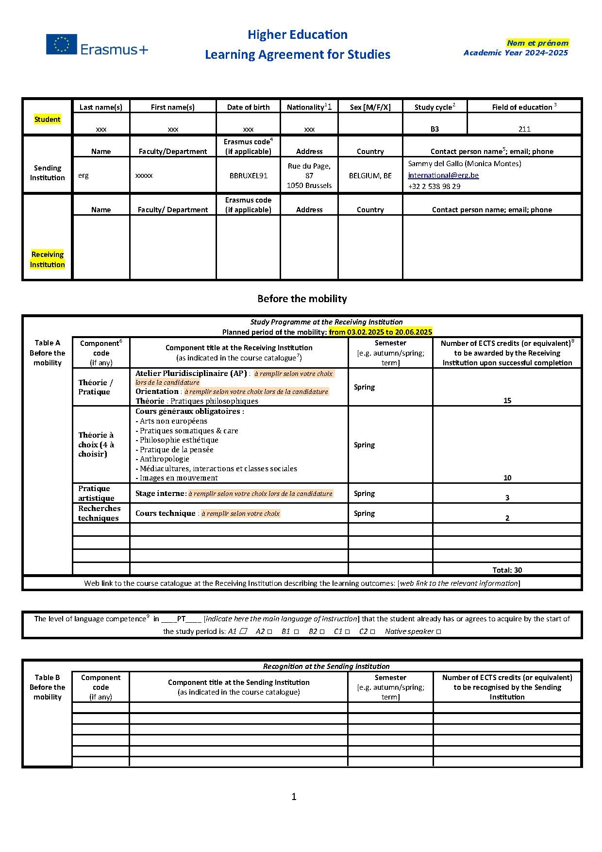 Learnin Agreement B3